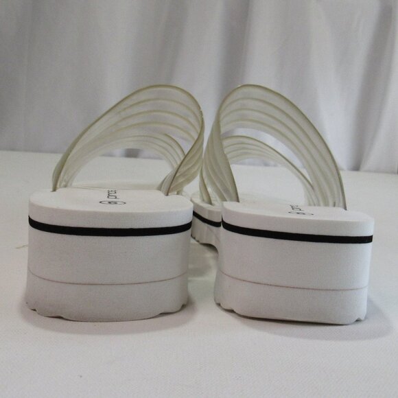 PRO SPIRIT Women's Open Toe PU Clear Two Straps Slip On Sandal Size 9 White - Picture 5 of 7